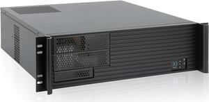 RackChoice ATX/Micro ATX Mini-ITX 3U Rackmount Server Chassis 2x5.25" + 5x3.5" Bays, ATX PSU Support, Top or Side Cooling Both OK, Depth 18"
