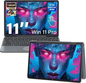 Svikou 11" Touchscreen 2-in-1 Convertible Gray Laptop for Business&Students, in tel N100 CPU,16G DDR4 RAM,512G SSD,FHD 1920 * 1200 IPS,Win 11 Pro PC,Backlit Keyboard, WiFi, Type-C,HDMI, Oval Trackpad