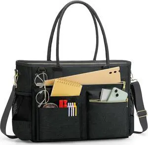 RAINSMORE Laptop Bag for Women 15.6 Inch Work Teacher Tote Bag Nurse Bag Professional Laptop Tote Computer Messenger Shoulder Bag Large Handbag Business Office Work Bag Briefcase