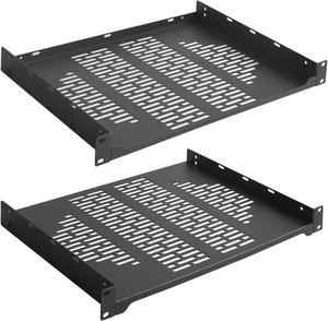 RIVECO 2 PCS 12" Rack Shelves for 19 inches Network Rack & Cabinets, 1U Rack Mount Shelf Vented Cantilever Tray, for Server, IT & Sound Equipment