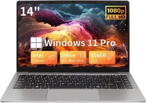 BINTEC 14 Inch Thin and Light Ultrabook Laptop(Only 1.25kg), Celeron N4100 DDR4,1920 x 1080 IPS, Win 11 Pro/Office 2019 High Performance Beginners Notebook PC,2xUSB 3.0,Mini HDMI (Gray, 8G+256G)