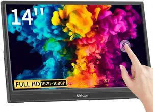 Touchscreen Monitor 14 Inch, Portable Monitor 1920x1080 60Hz IPS Panel with USB C HDMI Input for PC/Phone/Xbox/Switch/PS4/Raspberry pi, Laptop Monitor Built in Dual Speakers for Travel, Vesa, Tiltable