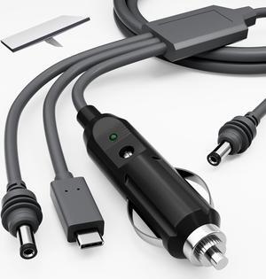 RVMARINEPAT Starlink Mini Power Cable 10FT, 3-in-1 USB-C to DC Car Power Cord, Cigarette Lighter Adapter Cable 100W 12-24V Waterproof Barrel Jack for Starlink Mini