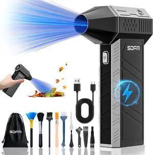 SDFM Electric Air Duster - 130000RPM Compressed Air Duster,3 Gear Adjustable Jet Dry Blower can Reusable Can for Computer Keyboard,Outdoors,Car,Home.... (Black)