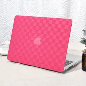 Seorsok Compatible for MacBook Pro 14 inch Case 2024-2021 M4 M3 Pro/Max A3112 A3185 A3401 A2918 A2992 M2 A2779 M1 A2442,Elegant Leather Plastic Hard Shell Case with Keyboard Cover,Hot Pink Tartan