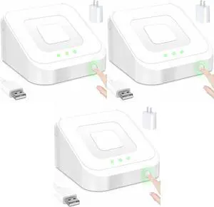 3 Packs Square Dock for Square Reader 2nd Generation, Holder Stand for Square Reader 2nd Generation, Smart Anti-Sleep Button, Anti-Slip Base Dock (Cable & Wall Charger, NO Reader