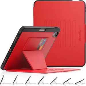 SEYMAC stock Case for iPad Air 11 inch (M2) 2024/ Air 6th Generation, Auto Sleep/Wake Case with Magnetic Multi-Angles Stand, Card Slot, Red
