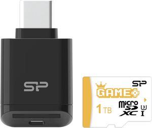 Silicon Power Micro SDXC UHS-I U3 1TB Gaming Memory Card Bundle with USB C Card Reader SPU1GTC200