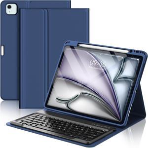 iPad Air 13 inch Case Keyboard, Detachable Wireless Keyboard for iPad Air 13 M2 2024, Smart Folio iPad Air 13'' Keyboard with Pencil Holder, Rechargeable Keyboard Cover for 2024 iPad Air 13, Navy Blue