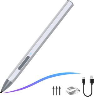 SSS*GRGB Stylus Pen for Microsoft Surface Pro9/8/X/7/6/5/4/3 Surface Go 3/2/1 Surface 3/Laptop/Studio/Book 4/3/2/1 with 4096 Tilt Pressure Palm Rejection Magnetic Attachment Rechargeable, Silver