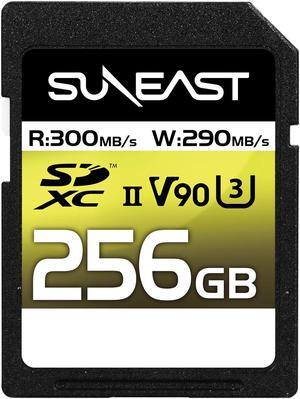 SUNEAST SDXC Card 256GB Up to 300MB/s UHS-II U3 V90 pSLC 4K 8K ULTIMATE PRO Professional Memory Card SE-SDU2256GA300