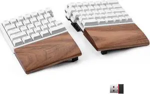 NocFree Wireless Ergonomic Split Mechanical Keyboard with Wrist Rest- Tactile, RGB, Hot-Swappable, Compact 60% Layout, Foam Palm Rest, Programmable for Mac & Windows, PBT Keycaps