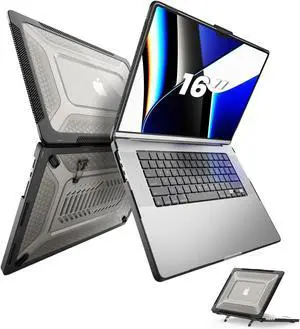 SEYMAC MacBook Pro 16 inch case 2023 2022 2021 Release, Shock Resistant Hard Shell Case with Foldable Stand & Mouse Pad, Compatible with A2991 M3, A2780 M2, A2485 Pro Max, Black