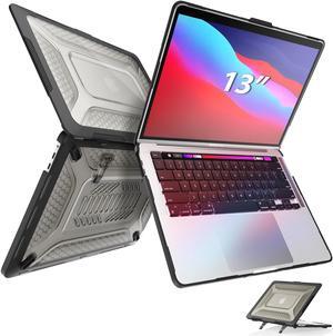 SEYMAC for MacBook Pro 13 inch Case(2022/2020/2018) M2 A2289/A2251 M1 A1989/A1708/A1706/A2159, Heavy Duty Plastic Hard Shell Cover with Fold Kickstand Shockproof for New MacBook Pro 13-inch,Black