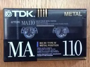 TDK MA110 Metal Biased Metal Alloy 110 Minutes Cassette Tape
