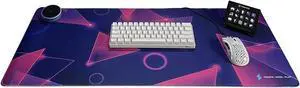CREATE WORK PLAY Gaming Desk Mat - Outstanding Design, Better Mouse Accuracy and More Comfort - Neon Collection Desk Mats for Gaming (Neon Triangles)