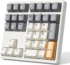 SIKAI CASE Mechanical Number Pad, 34 Key GATERON Hot Swappable Numpad Wired USB C Numeric Keypad with PBT Keycaps White Backlit Adjustable Keypad for Laptop, MacBook,PC Desktop(White Backlit)