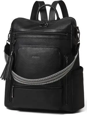 Shrrie Vegan Leather Laptop Backpack for Women 15.6 inch Work Backpack Fashion Travel Backpack Purse for Travel College Work