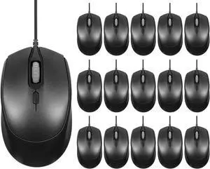 16 Pack Computer Mouse Pack Bulk Wired Silent USB Optical Corded Mouse with 3 Adjustable DPI Computer Mice Compatible with Laptop Desktop PC School Office Business Home Supplies