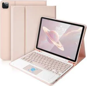 SOPPY Keyboard Case with Touchpad for iPad, Bluetooth Keyboard for iPad Air 6th (M2) 11" 2024, iPad Air 5th 2022, iPad Air 4th 2020, iPad Pro 11 inch 2018-2022, Built-in Pencil Slot - Pink - US