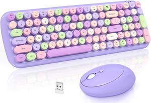 SQMD Wireless Keyboard and Mouse, Typewriter Keyboard and Mouse Wireless Combo, 2.4GHz Wireless Retro Keyboard and Wireless Mouse for PC/Laptop/Desktop/Windows (Purple Colorful)