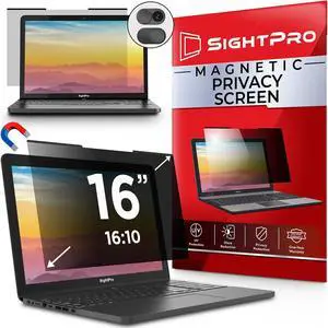 SightPro Magnetic Laptop Privacy Screen 16 Inch 16:10 - Removable Computer Privacy Filter Shield and Protector