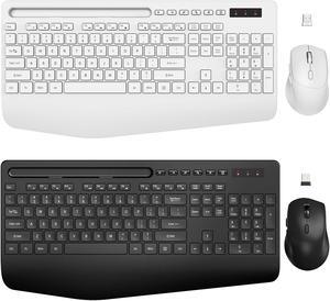 2 Pack Wireless Keyboard and Mouse Combo - Full-Sized Ergonomic Keyboard with Wrist Rest, Phone Holder, Sleep Mode, Silent 2.4GHz Cordless Keyboard and Mouse for Computer, Laptop, PC -Trueque