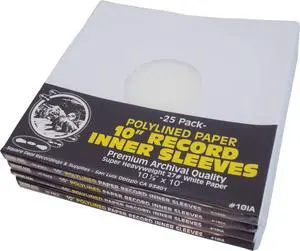 10" Premium Polylined Heavyweight Record Inner Sleeves - Archival Quality, Heavyweight Paper & Plastic #10IA (100)