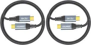 40Gbps USB C to USB C Monitor Cable 6.6FT 2 Pack, USB C 3.2 Cable High Speed Data Transfer, 8K/4K USB C Video Cable, 240W PD Fast Charging for iPad Pro 13/11,MacBook Pro/Air,Lenovo,HP,iPhone 15,Dell