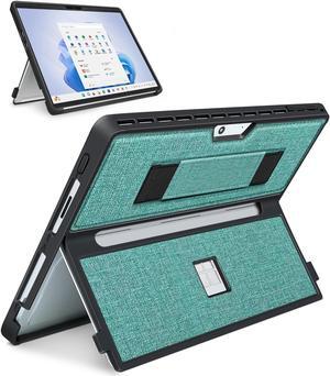 SSS*GRGB Case fit Microsoft Surface Pro 11/10/9/8 13-Inch, with Stent Cover, Hand Strap, All-in-one Rugged Case Compatible with Type Cover Keyboards, Cyan