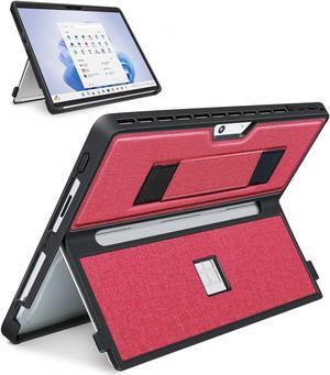 SSS*GRGB Case fit Microsoft Surface Pro 11/10 /9/8 13-Inch, with Stent Cover, Hand Strap, All-in-one Rugged Case Compatible with Type Cover Keyboards, Red
