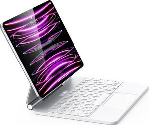 Magic Keyboard Case Compatible with iPad Air 11-inch (M2) 2024, iPad Pro 11(4th/3rd/2nd/1st) Gen 2022,iPad 10.9-inch Air 4/5th Generation with Battery Display,Magnetic Smart Keyboard Folio White