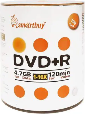 Smart Buy 200 Pack DVD+R 4.7gb 16x Logo Blank Data Video Movie Recordable Disc, 200 Disc 200pk