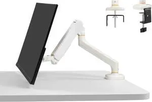 Single Monitor Arm Mount 13 to 32 inch Articulating Gas Spring Arm 4 to 13.5lbs Adjustable Vesa 100 * 100mm Desk Stand with Clamp and Grommet,White