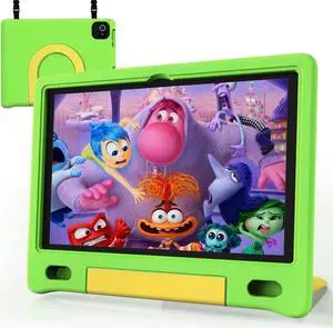 VNEIMQN Kids Tablet, 10.1 Inch Tablet for Kids, Android 14, 64GB, Octa-Core CPU, WiFi, Big Battery, Kids Conten, Parental Control, HD Display Children Age 3-12, Bluetooth, Green Shockproof Case