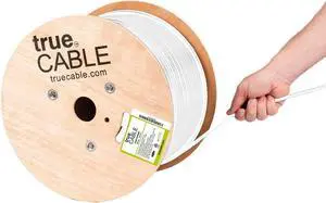 trueCABLE Cat6 Outdoor, Unshielded UTP, 1000ft, UV Resistant, CMX Rated, White, 23AWG Solid Bare Copper, 550MHz, PoE++ (4PPoE), ETL Listed, Bulk Ethernet Cable