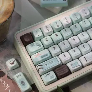 TIMSEKER 149 Keys PBT SOA Profile Green Keycaps, Dye Sub Custom Keycaps Set, B Keys Split Spacebar Round Cute Matcha Keycaps for Cherry Mx Switches ANSI/ISO Alice Mechanical Keyboard