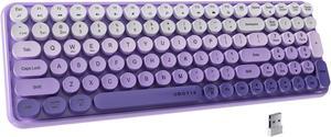 UBOTIE Colorful Bluetooth 100Keys Keyboards, Wireless Compact Rainbow Gradual Colors Retro Typewriter Flexible Keyboard for Tablet, Cellphones, PC(Purple Gradient)