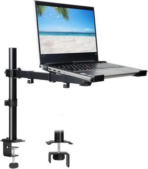 UPGRAVITY Laptop Desk Mount, Single Laptop Stand Arm with Vented Tray for 17 inch Notebook or 14"-32" Monitor, Holds up to 17.6 lbs, Fully Adjustable, Clamp/Grommet Mounting, VESA 75/100mm