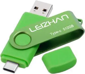 leizhan 512GB USB-C Flash Drive, Type-C USB Drive 3.0 for Samsung Galaxy Note10, S10,Note 9, S9, Note 8,S8,Google Pixel, Green