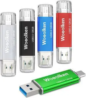 USB C Flash Drive 64GB 5 Pack, Wooolken USB 3.0 Dual Drive Type-C Thumb Drive OTG USB Compatible with iPhone 16/15, Android Smartphone/Tablets/Computers