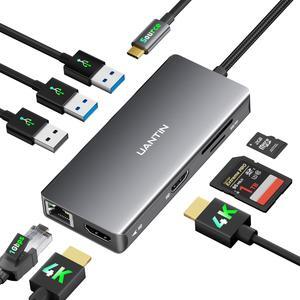 UANTIN Laptop Docking Station Dual Monitor | 9 in 1 USB C Hub Multiport Adapter with Dual HDMI Ports,1000Mbps LAN, 100W PD, 3 USB, SD Card Reader, USBC Dock for Dell/XPS/Lenovo/Surface/Yoga etc