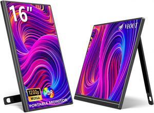 Veout 16" Portable Monitor, 1920 * 1200P IPS Laptop Screen with USB-C, HDMI Gaming Monitor Featuring a Kickstand, 0.3" Ultra-Slim for Travel and Office Use