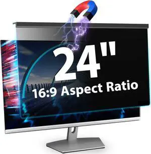 VERPONITY Magnetic Computer Privacy Screen 24 Inch, Aesthetic 9H Hardness Hanging Privacy Screen for Computer Monitor with Anti-Blue Light Coating, Removable Magnetic Monitor Privacy Screen