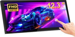 wisecoco 12.3 Inch Touchscreen Monitor 1920x720 Bar LCD Mini Touch Screen Monitor Secondary Screen Portable Display HDMI for Laptop PC Temperature Aida64 GPU CPU RAM Monitoring