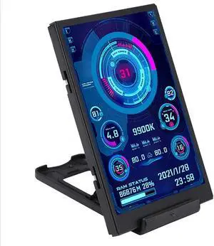 Walfront Mini Monitor Display Computer Monitor Screen IPS Full View CPU GPU HDD Time Date Portable Smart Monitor IPS Display Various Modes for Computer USB Mini Secondary Screen 320x480