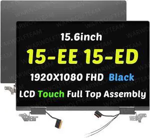 WARWOLFTEAM Replacement Cover Cable Hinges Full Top Assembly LED Compatible with HP Envy X360 15-ED 15-EE 15-EE1005AU 15-EE1007AU LCD Touch Screen Digitizer Assembly 15.6in FHD L93183-001(Black)
