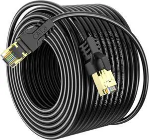 YSONG Cat 8 Ethernet Cable 200ft,High Speed 40Gbps,2000Mhz,26AWG,Gold Plated RJ45 Connector,for Outdoor&Indoor Weatherproof UV,for/PC/Modem/Router/Gaming,Faster Than Cat7/Cat6/Cat5