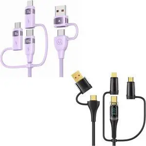 YOUSAMS 100W USB C Multi Charging Cable 4FT + 100W Multi Fast Charging LED Cable 4FT