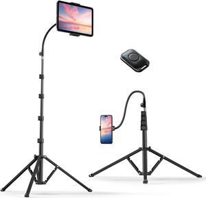Weilisi Heavy Duty Tablet Tripod Stand 82" Tall, Floor Stand with Remote and Adjustable Gooseneck for Watching/Stream/Recording, Tripod for iPad Pro 12.9"/Kindle/iPhone, and All 4.5-13" Tablet/Phone